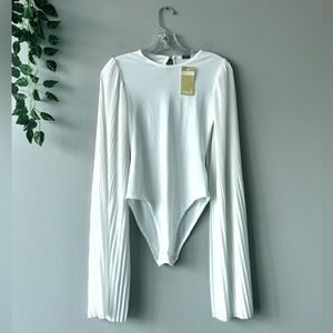 ASOS White Pleated Sleeve Bodysuit